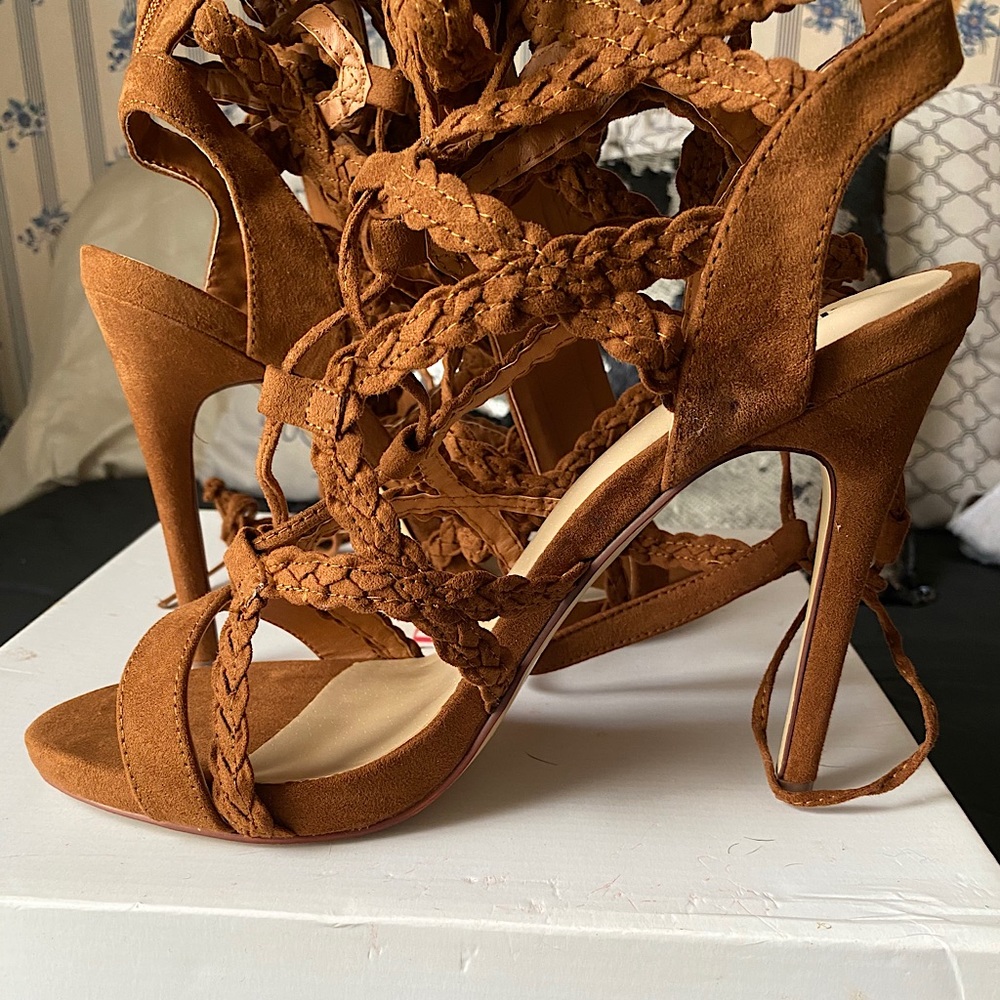 Strap Up Brown Heels